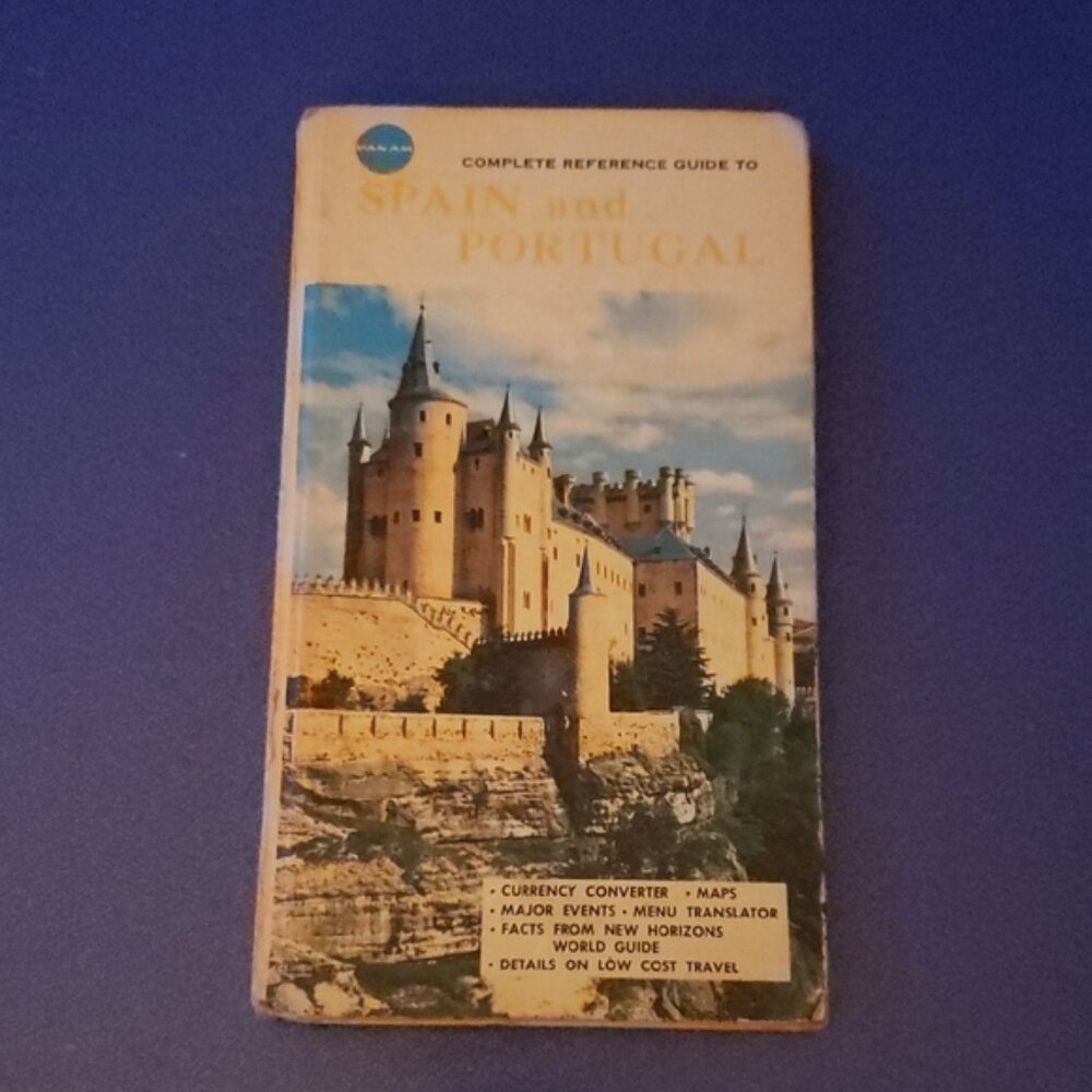 2-book Bundle Vintage Travel Pan Am Guide to Portugal and Spain, Rome Postcard